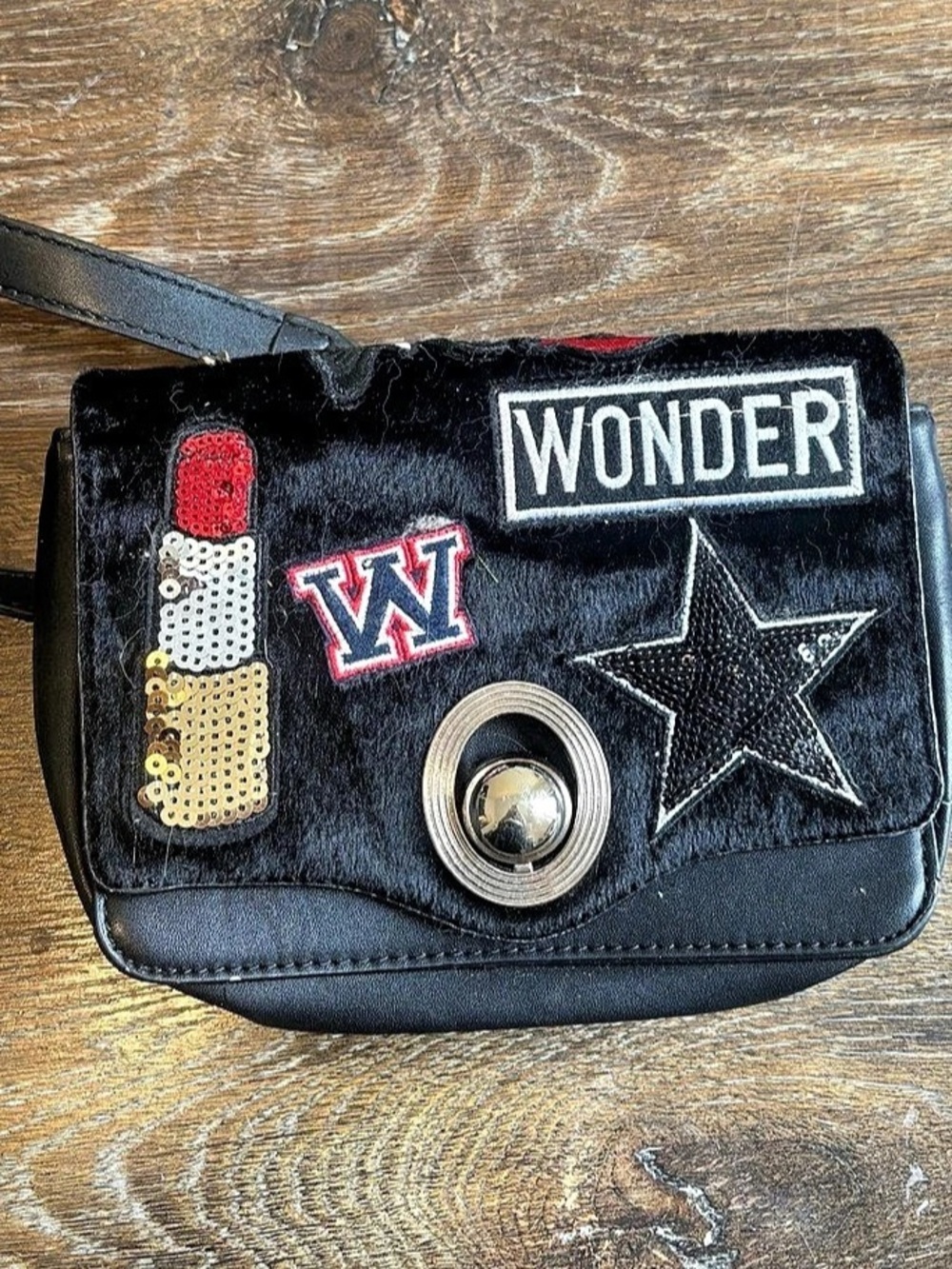ZARA WOMAN Embellished Crossbody Bag in Black & Gold